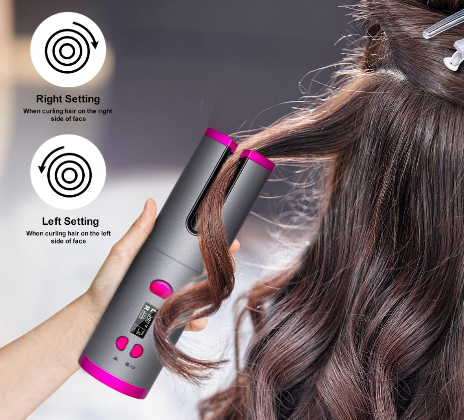 USB Cordless Automatic Hair Curler with LCD Display – Rechargeable