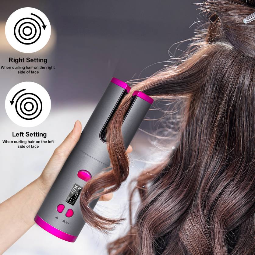 USB Cordless Automatic Hair Curler with LCD Display – Rechargeable